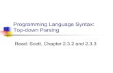 Programming Language Syntax: Top-down Parsingmilanova/csci4430/Lecture4.pdf · 2020. 9. 14. · Programming Languages CSCI 4430, A. Milanova 6 Intuition nTop-down parsing nParse tree
