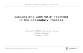 Causes and Control of Secondary Foaming...2010/10/25  · • Causes of Stiff White Foam - Stiff white, billowing foam, indicating a young sludge (low MCRT) is found in either a new