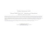 Claro Advisors, LLC Form ADV Part 2A – Disclosure Brochure...Mar 19, 2020  · Form ADV 2 is divided into two parts: Part 2A and Part 2B. Part 2A (the “Disclosure Brochure”)