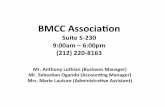 BMCC Associa+on...Refreshments (New process) 5. Pre-bill 6. Events 7. Budget Line Modiﬁcaon 8. Conﬂict of Interest The Disbursement Voucher Levels of Approvals Club Student Government