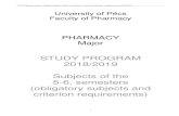 STUDY PROGRAM 2018/2019 Subjects of the 5-6 ...aok.pte.hu/docs/th/file/2018-2019/IP_kurzus_eng_phar_5-6...Raymond S. Ochs: Biochemistry Thomas M. Devlin: Textbook of Biochemistry with