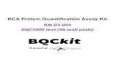 BCA Protein Quantification Assay Kit - Bioquochem€¦ · the presence of protein, improve sensitivity, lower protein-to-protein variability, and shorten incubation times. BCA protein