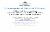 Department of Physical Therapy Clinical Internship Information for Clinical … · 2018. 12. 4. · Internship Requirements MUPT ensures the following requirements are in place for