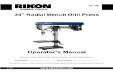 Operator’s Manual - Rockler Woodworking and Hardwarego.rockler.com/tech/64285-Rikon---34-Bench-Drill-Press.pdf · 2019. 2. 25. · 30-140 30-140M2 34” Radial Bench Drill Press
