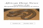 African Herp Newsafricanherpetology.org/wp/wp-content/uploads/2018/12/AHN... · 2018. 12. 12. · First up, I’d like to apologise to HAA members and contributors for the long delay