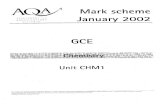 GCE Chemistry Unit 1 Mark Scheme January 2002€¦ · Title: GCE Chemistry Unit 1 Mark Scheme January 2002 Author: AQA Created Date: 12/12/2002 11:52:55 AM