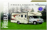 FREELANDER - RVUSA.comfreelander floor plans 57 x 95 bunk ref. oh ca b shower entry entry oh c' to p ex oh ca t. b 60 x 80 queen bed med cab micro pantry oh cab oh ca step up u-dinette