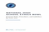 NATIONAL HIGH SCHOOL ETHICS BOWL...The 2020-2021 season of the National High School Ethics Bowl will be, in many ways, an unprecedented one. Our organization and activity must rise