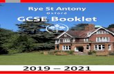 Oxford GCSE Booklet - Rye St Antony SchoolRye St Antony-GCSE 2019 - 2021 CORE SUBJECTS OPTIONAL SUBJECTS Set out in this booklet is information about GCSE courses. Read the information