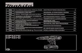 EN Cordless Hammer Driver Drill INSTRUCTION MANUAL 4 · Use of non-genuine Makita batteries, or batteries that have been altered, may result in the battery bursting causing ires,