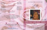Alma Jean “Little Sista” Adams - Technology Solutions · Alma Jean “Little Sista” Adams Services Saturday, March 30, 2019 – 1:00 P.M. New Hope Church of Christ. 6646 County