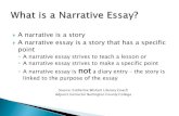 The Narrative Essay - BACH WEEBLY1bach.weebly.com/uploads/4/2/0/9/42095833/narrativeessay.pdf · 2019. 10. 12. · A narrative essay strives to teach a lesson or A narrative essay