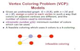 Vertex Coloring Problem (VCP): Models - unibo.itvertex set W. Set W = V, K = 0, and iteratively (while W = 0): * Choose the vertex v of W of maximum degree and add it to the current