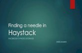 Finding a needle in Haystack - University of Texas at Arlingtonranger.uta.edu/~sjiang/CSE6350-spring-18/2-haystack... · 2018. 3. 15. · “As Haystack disallows overwriting needles,