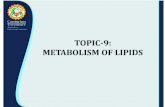 TOPIC-9: METABOLISM OF LIPIDS - Centurion Universitycourseware.cutm.ac.in/.../2020/06/9-Metabolism-of-Lipid.pdf2020/06/09  · de novo Synthesis of Fatty Acids Glyoxylate Cycle β-Oxidation