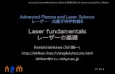 Laser fundamentals レーザーの基礎 - Kenichi Ishikawaishiken.free.fr/english/lectures/ALPS20160405.pdf · Advanced Laser and Photon Science (Kenichi ISHIKAWA) for internal use