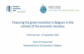 Financing the green transition in Belgium in the context ... · Transition features in the "PNIS" (National Strategic Plan) Walloon Region Inland waterways, water, wastewater, waste