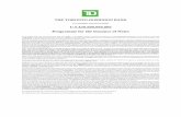 U.S.$20,000,000,000 Programme for the Issuance of Notes · 2019. 7. 9. · Programme for the Issuance of Notes On 30 October 2018, The Toronto-Dominion Bank (the “Bank” or the