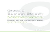 Grade 9 Subject Bulletin Mathematics - Alberta.ca...2018/09/18  · Alberta Education, Provincial Assessment Sector 1 Math 9 Subject Bulletin 2018–2019 Grade 9 Mathematics Assessment