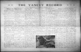 THE YANCEY RECORD Pi · 2019. 4. 2. · V' I THE YANCEY RECORD Pi Pi H *W •—t “DEDICATED TO THE PROGRESS OF YANCEY COUNTY” VOLUME TEN SUB. RATES: $1.50 YEAR. BURNSVILLE, N.
