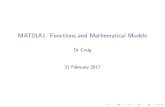 MAT01A1: Functions and Mathematical Models · 2017. 2. 24. · Important information Lecture times:Tuesday 08h50 { 10h25 Wednesdays 17h10 { 18h45 Lecture venues:C-LES 102, C-LES 103