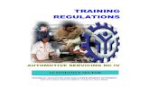 TRAINING REGULATIONS - TESDA - Automotive... · A utomotive Servicing NC IV (Amended) Promulgated December 2013 8 RANGE OF VARIABLES VARIABLE RANGE 1. Learning and development needs