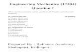 Engineering Mechanics {17204} Question 1 · Ideal effort : It is the effort required to lift the load when there is no friction in machine. Ideal Effort =Pi= W V.R. Ideal load : It