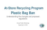 Plastic Bag Ban · 2020. 10. 21. · Plastic Bag Ban Understanding the changes - Definitions • “ Plastic carryout bag ” means a plastic carryout bag provided by a store to a