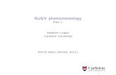 SUSY phenomenologylogan/talks/susy1... · 2011. 1. 25. · SUSY phenomenology Part 1 Heather Logan Carleton University PHYS 6602 (Winter 2011) 1. Outline Introducing SUSY SUSY Higgs