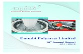 18th Annual Report 2011 - 2012 - Bombay Stock Exchange8 R NOTICE NOTICE is hereby given that the Eighteenth Annual General Meeting of the Members of EMMBI POLYARNS LIMITED will be