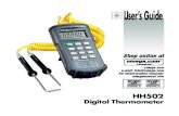 Omega Engineering - Digital Thermometer HH502 · 2019. 1. 29. · omega.com info@omega.com It is the policy of OMEGA Engineering, Inc. to comply with all worldwide safety and EMC/EMI