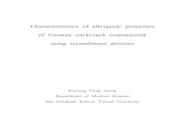 Characterization of allergenic properties of German cockroach … · 2020. 6. 29. · Characterization of allergenic properties of German cockroach tropomyosin using recombinant proteins