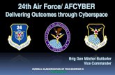 24th Air Force/ AFCYBER · 2017. 5. 17. · 99.999% core system uptime 20 network orders executed 623 network trouble tickets closed Defend $14.2B AF enterprise network and key mission