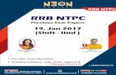 RRB NTPC - Neon Classes · 2020. 9. 9. · Find next two letters that follow in the series: J`a[kyk esa vkus okys vxys nks v ... Rearrange the jumbled letters to make a meaningful