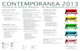 CONTEMPORANEA 2013 - CIDIM · 2013. 10. 3. · Pál Kadosa - Sonate Nicola Giosmin Nicola Giosmin, pianoforte 16-18-20 ottobre 2013 - dalle ore 20.00 alle 21.00 Teatro San Giorgio