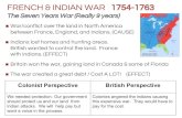 FRENCH & INDIAN WAR 1754-1763gholloway.weebly.com/uploads/1/8/3/8/18388639/causes... · 2018. 9. 8. · FRENCH & INDIAN WAR 1754-1763 The Seven Years War (Really 9 years) War/conflict