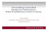 Prescribing Controlled Dangerous Substances: What Practitioners … · What Practitioners Need To Know Presented by Joseph M. Gorrell, Esq. and Debra Levine, Esq. ... c. overdose,