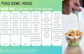 sweet onions, POKE BOWL MENU€¦ · POKE NACHOS 9.50 12.75 1 scoop of base, 1 scoop of main, 3 mix-ins, 1 sauce, 2 toppings tri-color corn tortilla chips with ahi tuna, scallions,