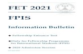 FET 2021 FPIS Bulletin FET 2021... · INDEX FET 2021-FPIS 5 S. No CONTENTS Page Number 1 Introduction 6 2 Post Doctoral Fellowship Programme 8 3 Information for Students 10 4 Examination