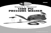 1300 PSI PRESSURE WASHER - JDNA · 1300 PSI PRESSURE WASHER 4 3. GENERAL SAFETY RULES 3.1 FIELDS OF APPLICATION--The power washer has been developed for washing vehicles, machines,