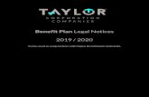 Benefit Plan Legal Notices 2019 / 2020 - Taylor Corporation...cost sharing for the first family member who meets the per-person deductible. The family deductible must then be met by