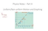 Physics Notes Part III Uniform/Non-uniform Motion and …...•Like distance time graphs, but with direction (can be either positive or negative). •The y-intercept is the initial