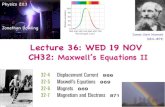 James Clerk Maxwell (1831-1879) Lecture 36: WED 19 NOV CH32jdowling/PHYS21132/lectures/36WED19NOV.pdf · Lecture 36: WED 19 NOV! CH32: Maxwell’s Equations II" James Clerk Maxwell!