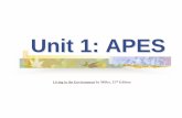 Unit 1: APESLife-support and Economic Services Environment Planet’s air, water, soil, wildlife, minerals, natural purification, recycling, pest control,… Carrying Capacity The