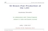 W-Boson Pair Production at the LHC · Durham 23-26. September 2012 V1 V2 V1 V2 • WW/ZZ is an important irreducible background to inclusive SM Higgs boson production. • Gauge boson