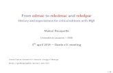 From edmac to reledmac and reledpar - History and expectations … · 2018. 4. 9. · edmac code1: Minimalexamplewithedmac 1 \beginnumbering 2 \pstart 3 \text{lemma}\Afootnote{note}\
