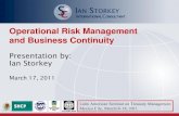 Operational Risk Management and Business Continuity · 17-03-2011  · Operational Risk Management The risk of loss resulting from inadequate or failed internal processes, people