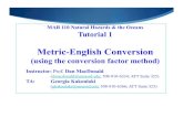 Metric-English Conversion · 2011. 9. 7. · Metric-English Conversion (using the conversion factor method) Instructor: ... Print out the homework (HW) assignments & lecture outlines;