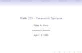 Math 213 - Parametric Surfacesperry/213-s19-perry/_assets/lec37.pdfMore Parameterized Surfaces: Planes x y z Find a parameteric representation for the plane through h1,0,1ithat contains