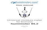 Universal moisture meter for biomass humimeter BL2 · Measuring procedure BL2 hammer 1. For a correct measurement please ensure that the device has the same temperature than the wood